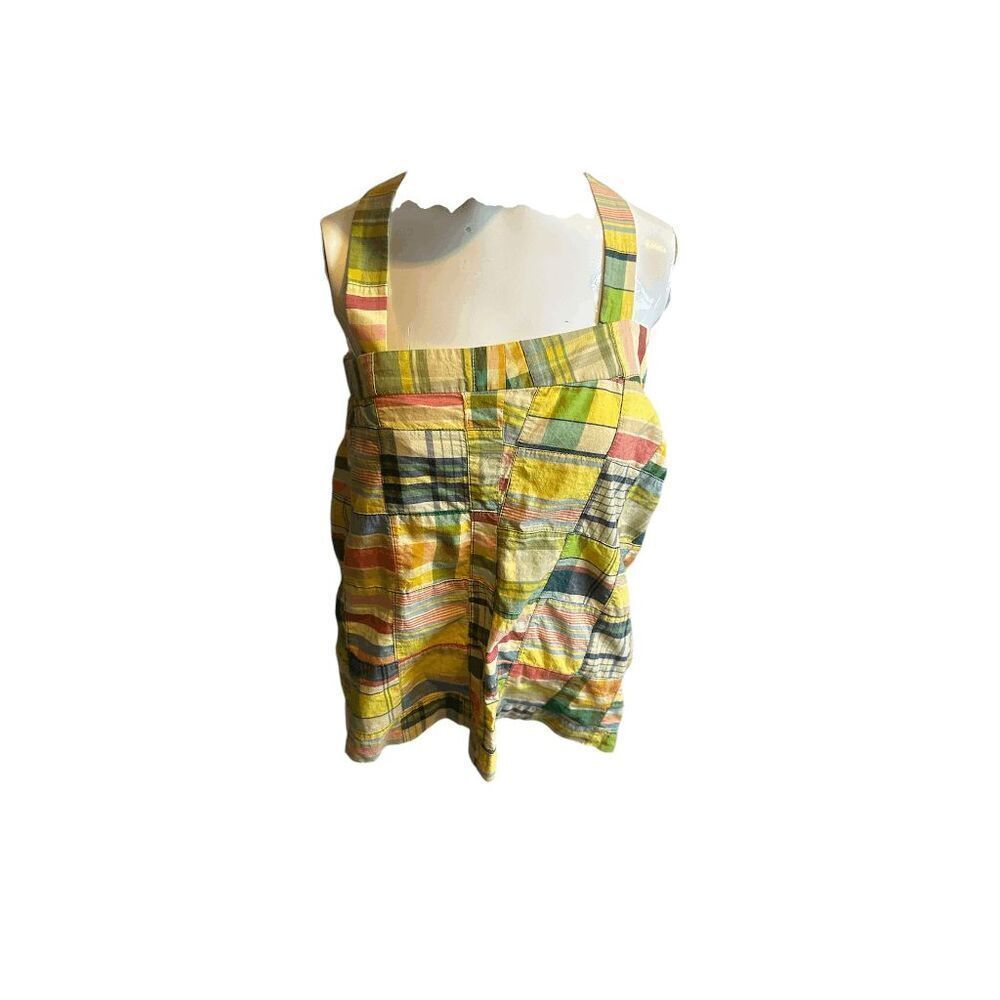 J. Crew Top Patch Work w/ Straps Criss Crossed on Back Sz 2 Cotton Multicolored